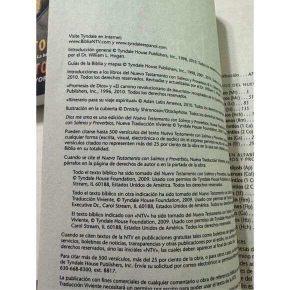 Dios me Ama NUEVA TESTAMENTO CON SALMOS Y PROVERBIOS/ 2010 - Picture 7 of 9